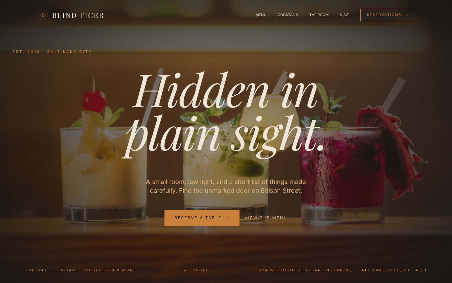 Blind Tiger preview site screenshot