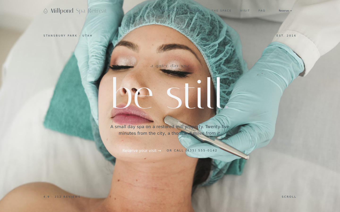 Millpond Spa Retreat preview site screenshot