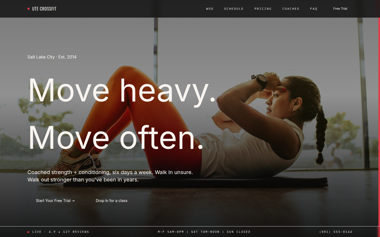Ute CrossFit preview site screenshot